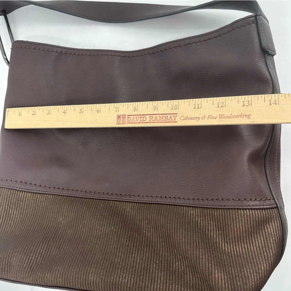 Sondra Roberts Vegan Leather Shoulder Bag Corduroy Hardware Tassel | Bin B